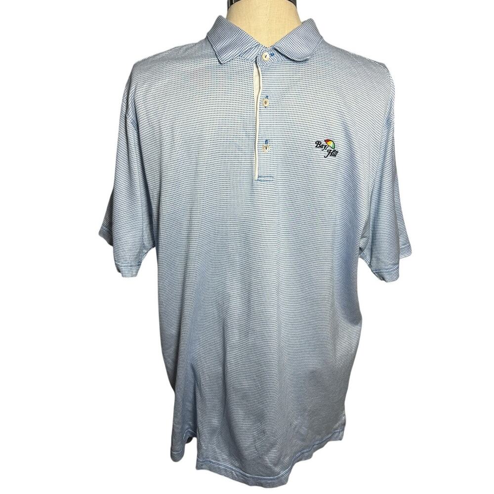 Peter Millar Men's Bay Hill Polo Shirt Blue Checkered Golf Size XL